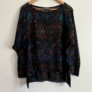Anthropologie Sunday in Brooklyn Hi-Low 3/4 Sleeve Sheer Blouse